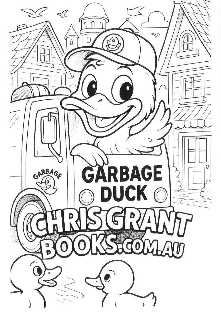 Garbage Duck colouring book cover