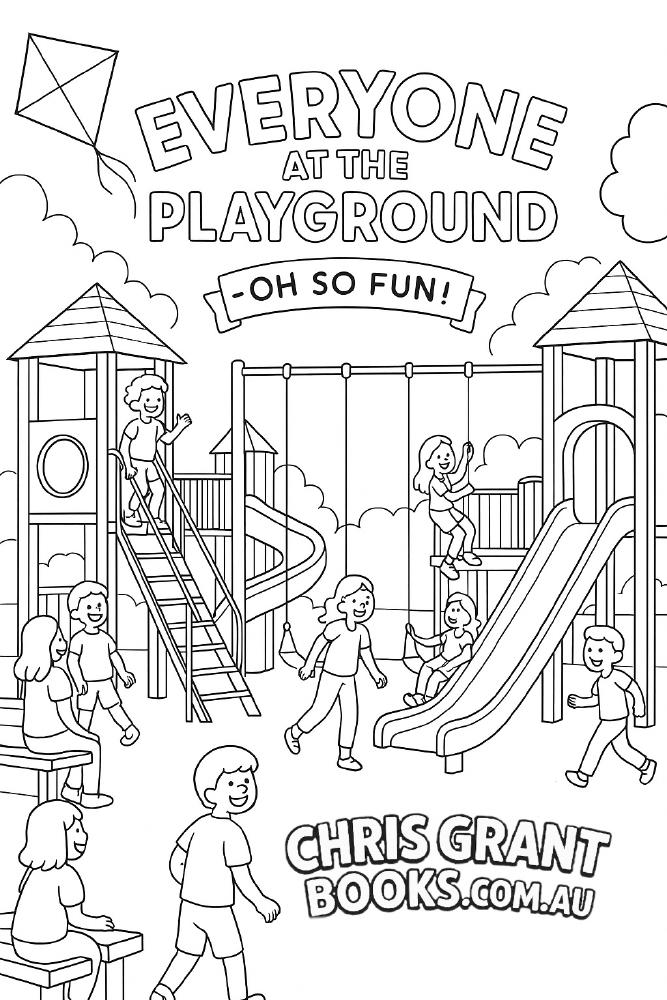 Everyone at the Playground colouring book cover